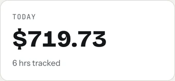 tab's Today card: $719.73, 6 hrs tracked